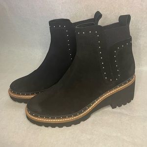 Dolce Vita Black Chunky Heel Studded Chelsea Ankle Boot